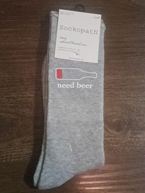 Men's Thermal Crew Socks Grey 'Need Beer' New
